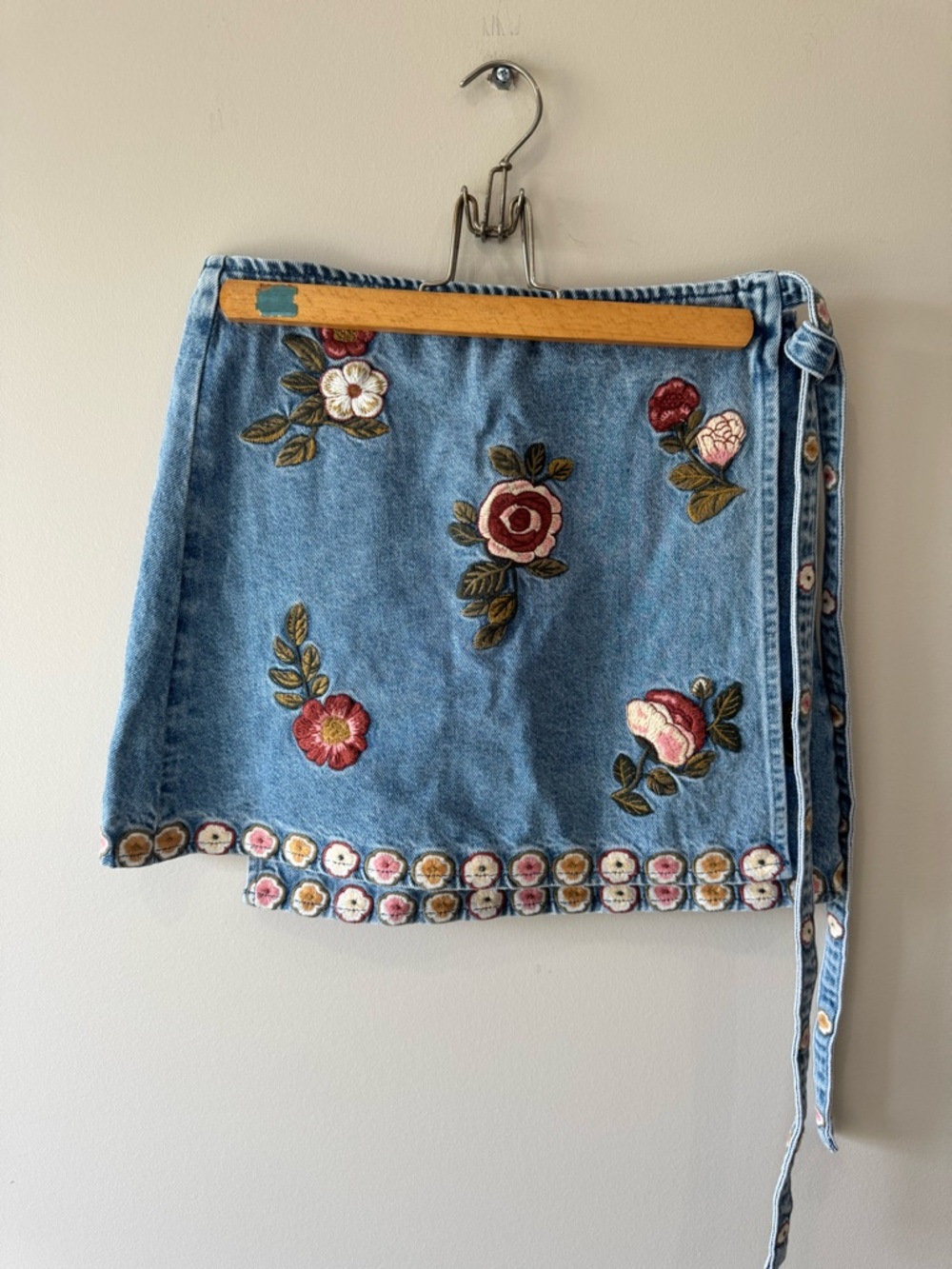 NWT Denim And Bone Embroidered Wrap Skirt
